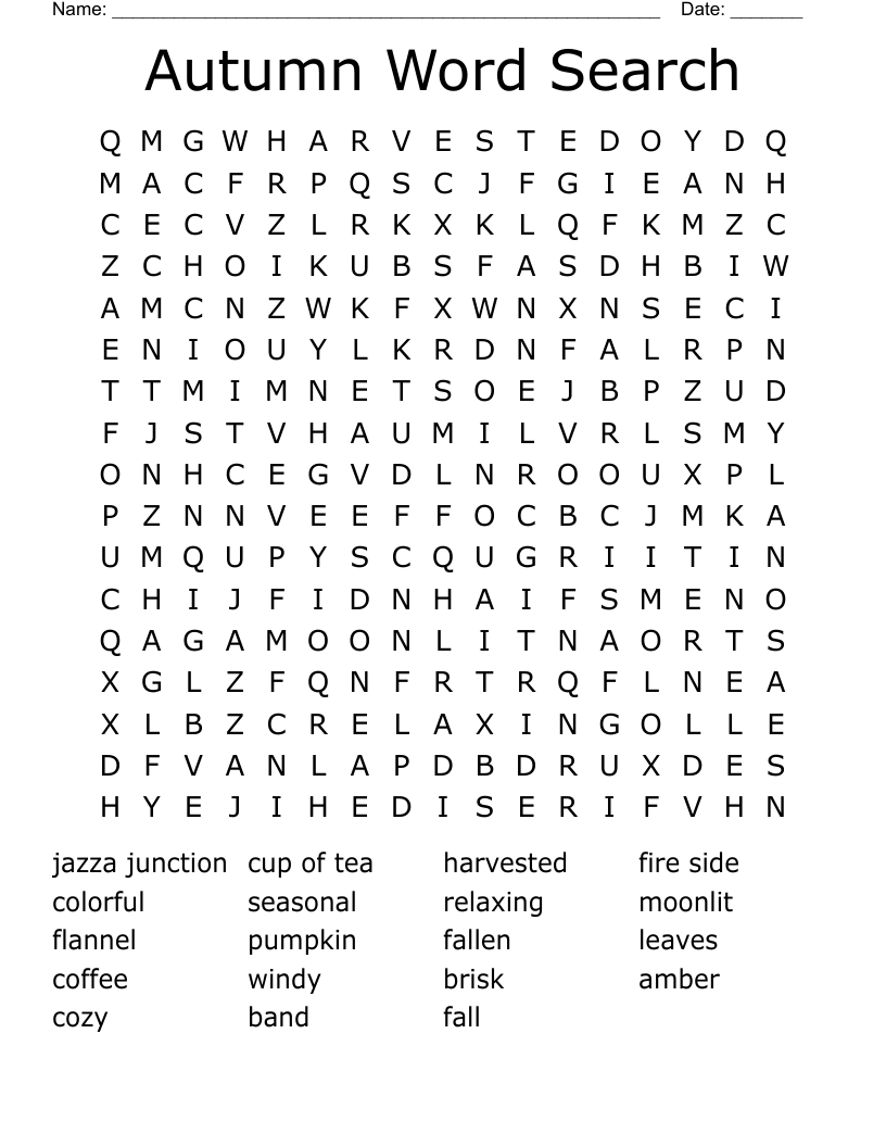 Autumn Word Search 