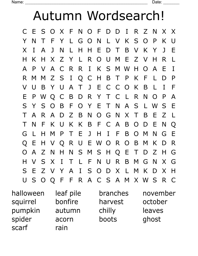 Autumn Wordsearch!