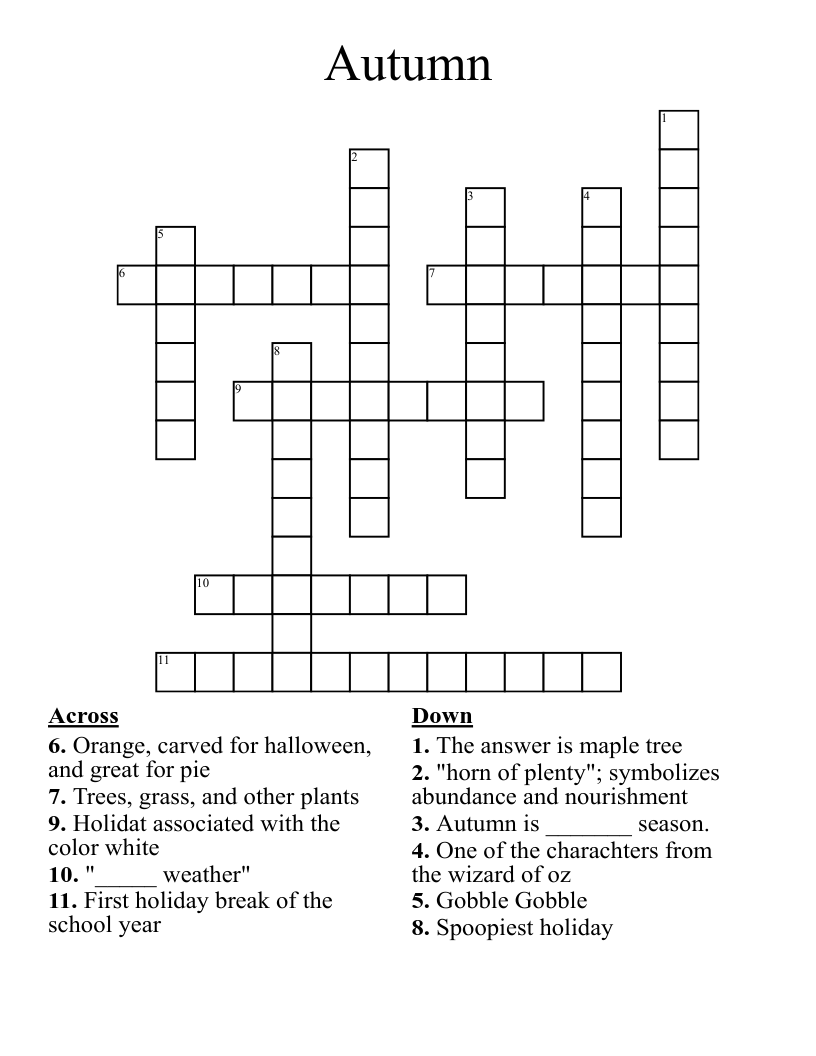 Autumn  Crossword