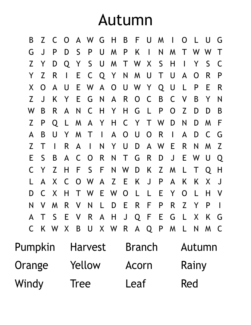 Autumn  Word Search