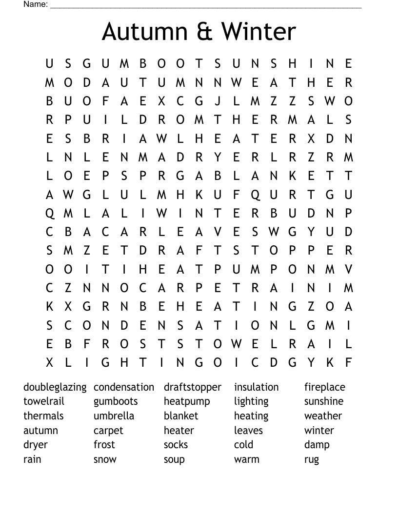 Autumn & Winter Word Search