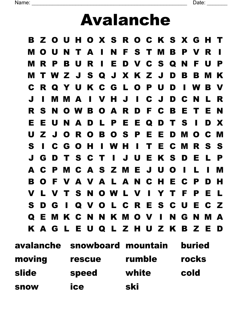 Avalanche Word Search