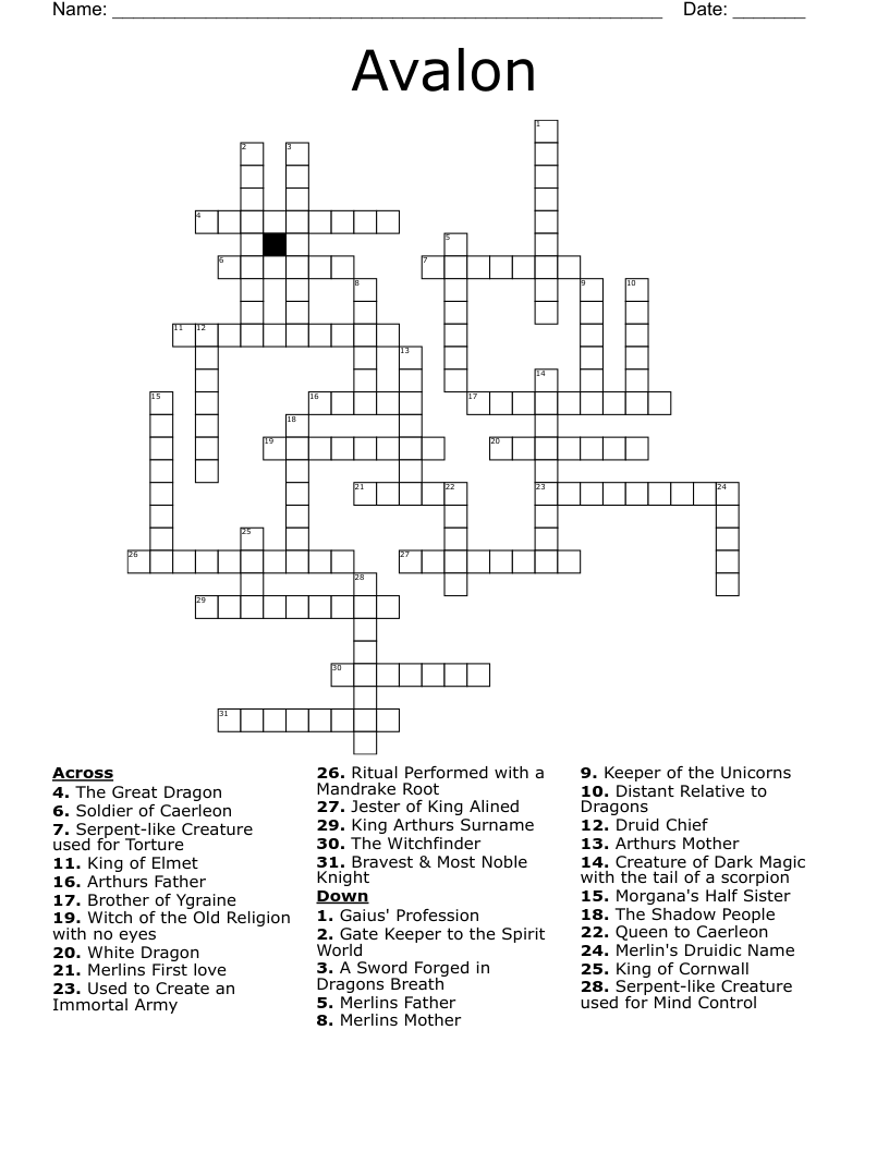 Avalon Crossword