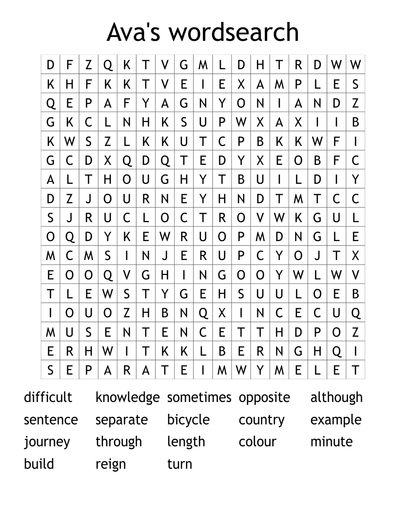 Ava's wordsearch