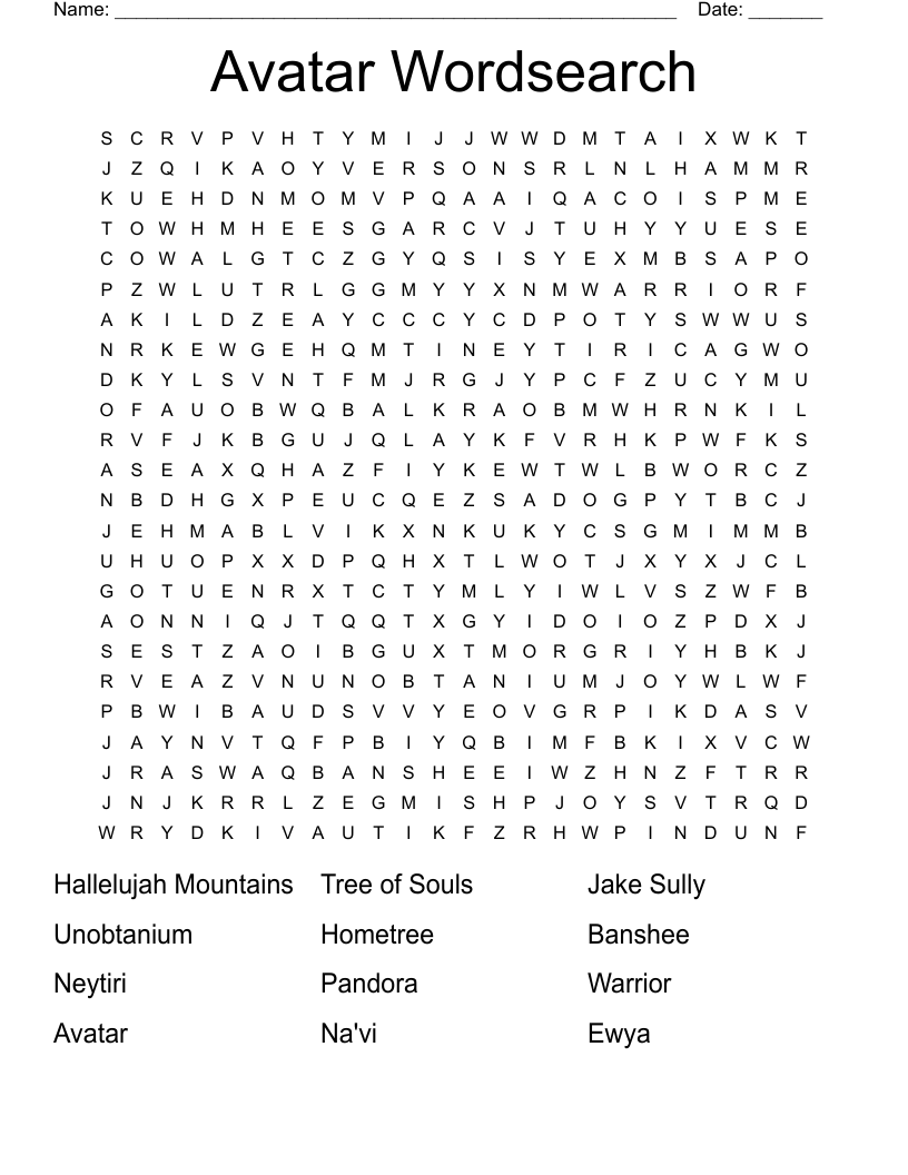 Avatar Wordsearch