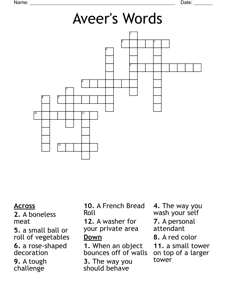 Aveer's Words Crossword