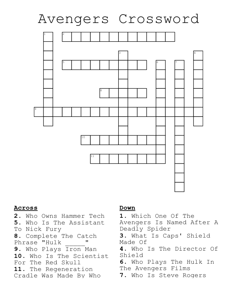 Avengers Crossword