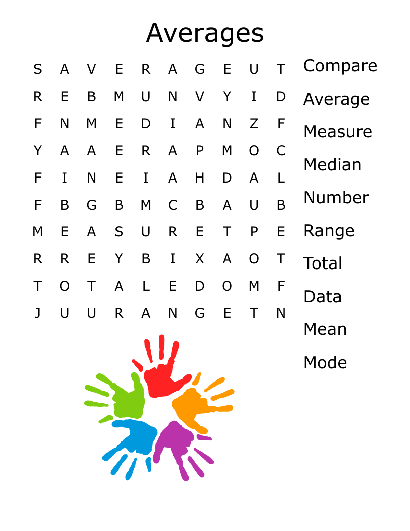 Averages Word Search