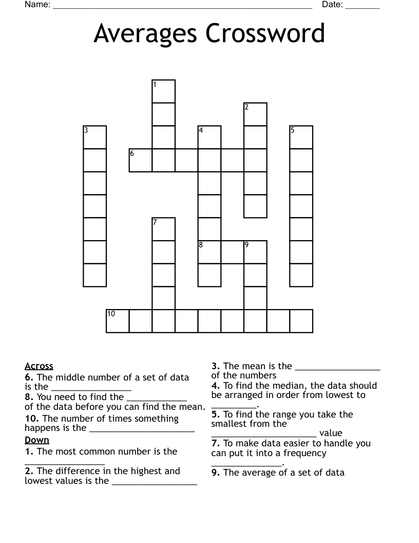 Averages Crossword