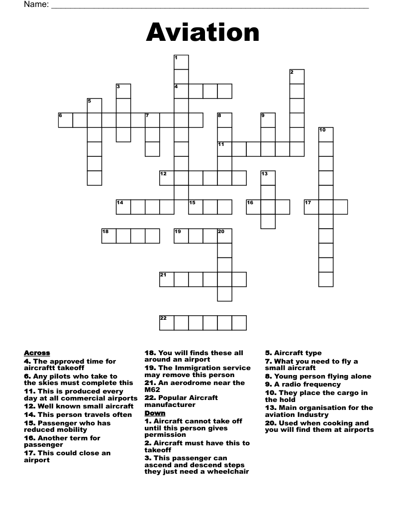 Aviation Crossword