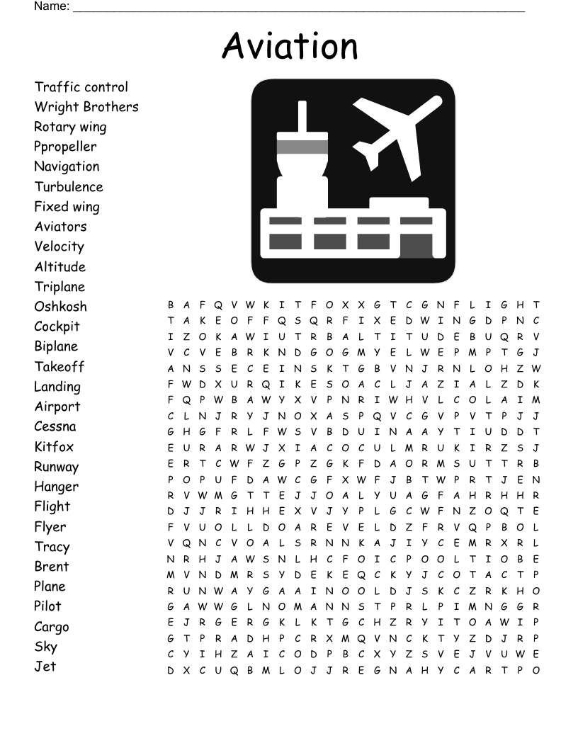 Aviation Word Search