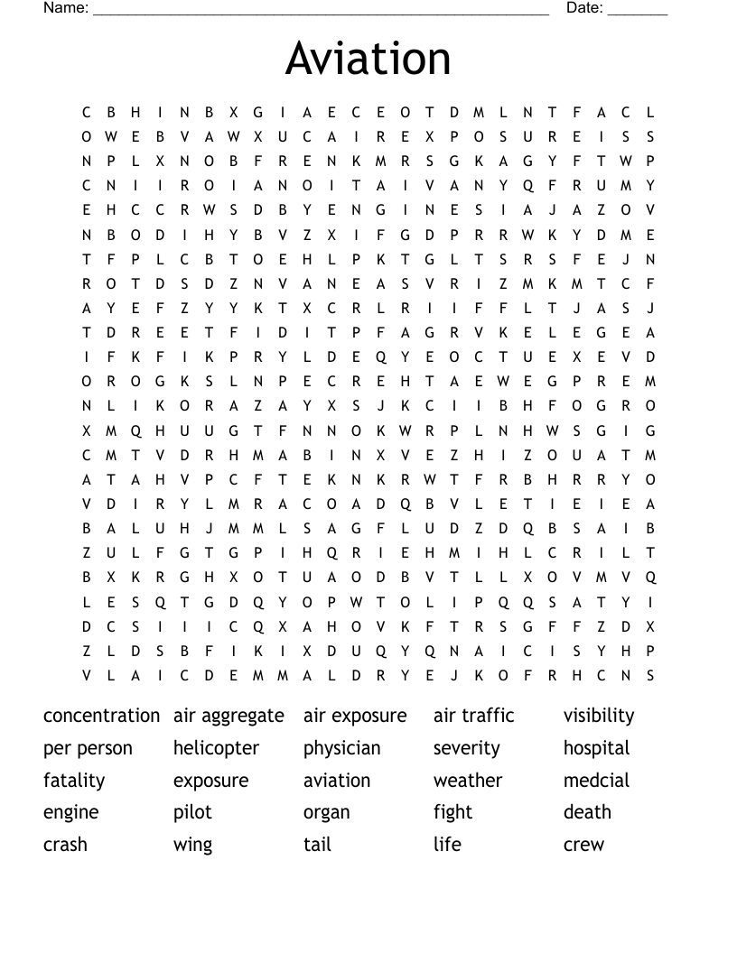 Aviation Word Search