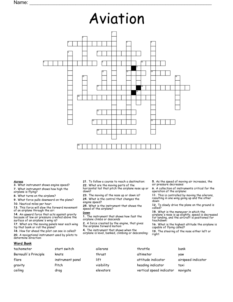 Aviation Crossword