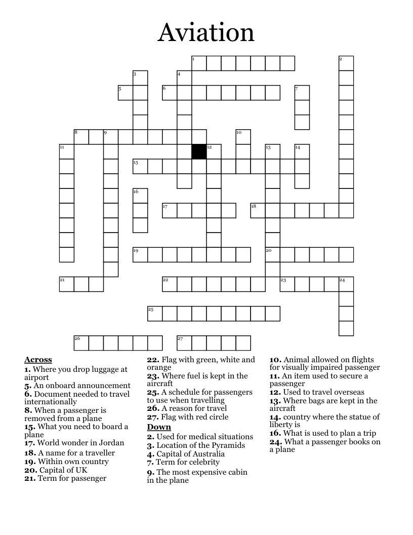 Aviation Crossword
