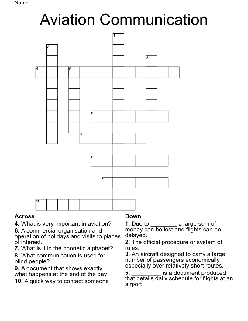 Aviation Communication Crossword