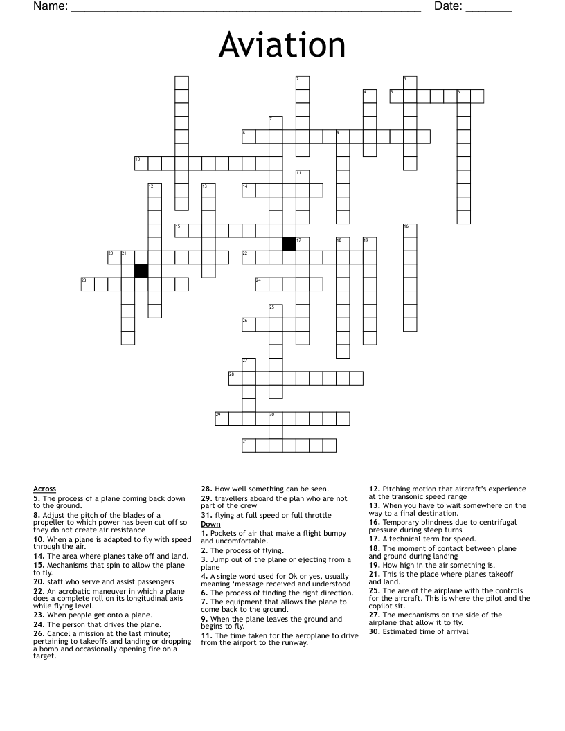 Aviation  Crossword