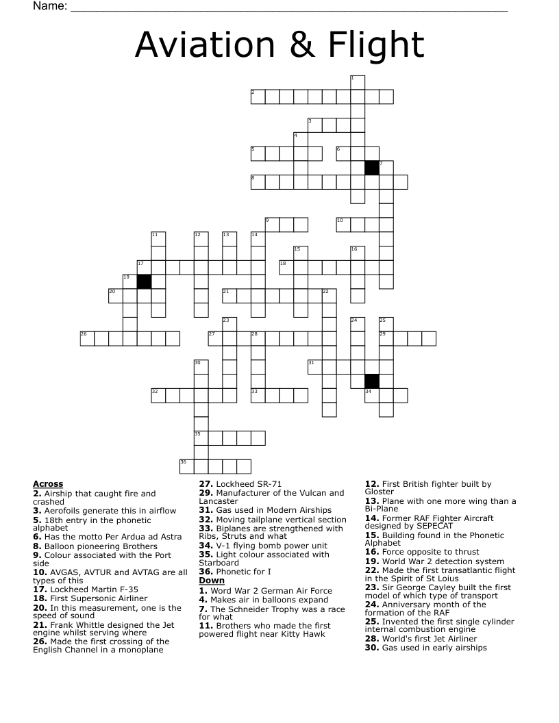 Aviation & Flight Crossword