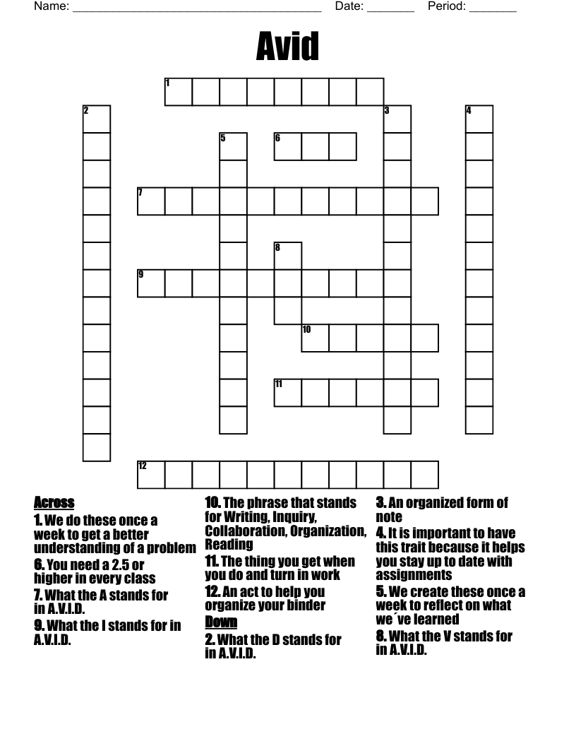 Avid Crossword