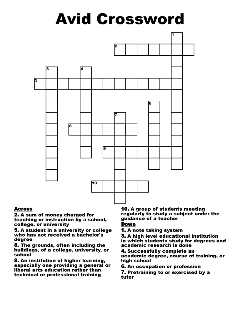 Avid Crossword 