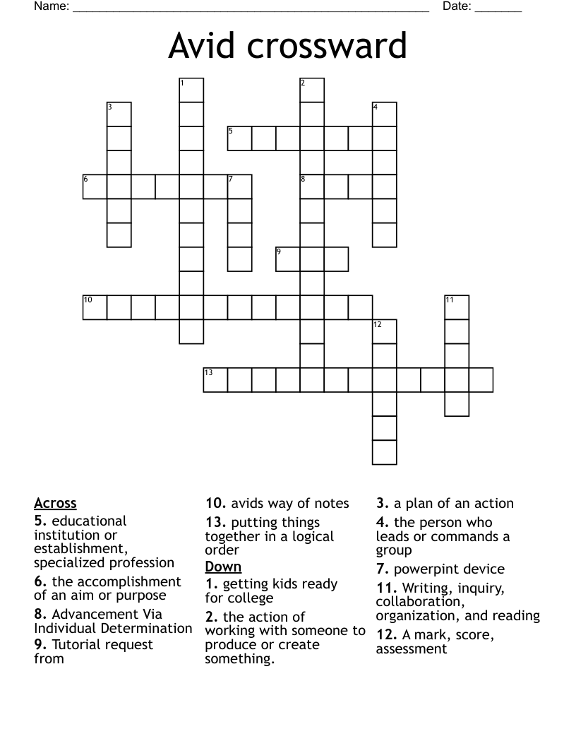 Avid crossward Crossword