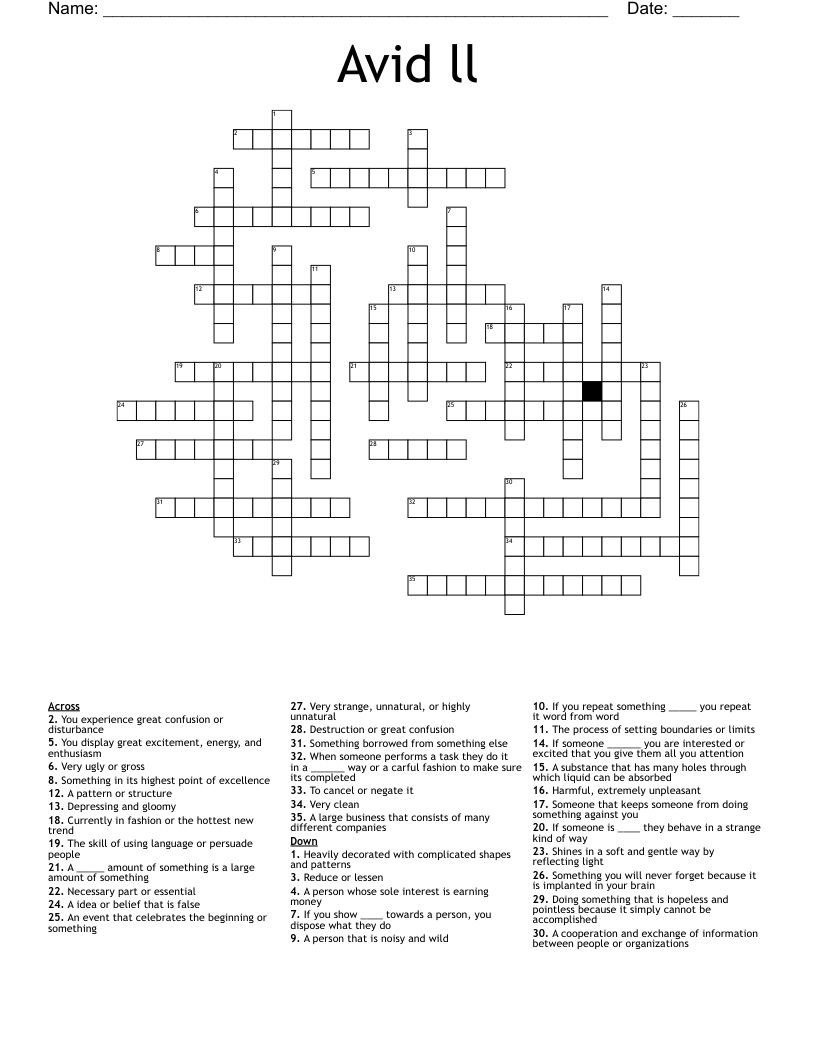 Avid ll Crossword