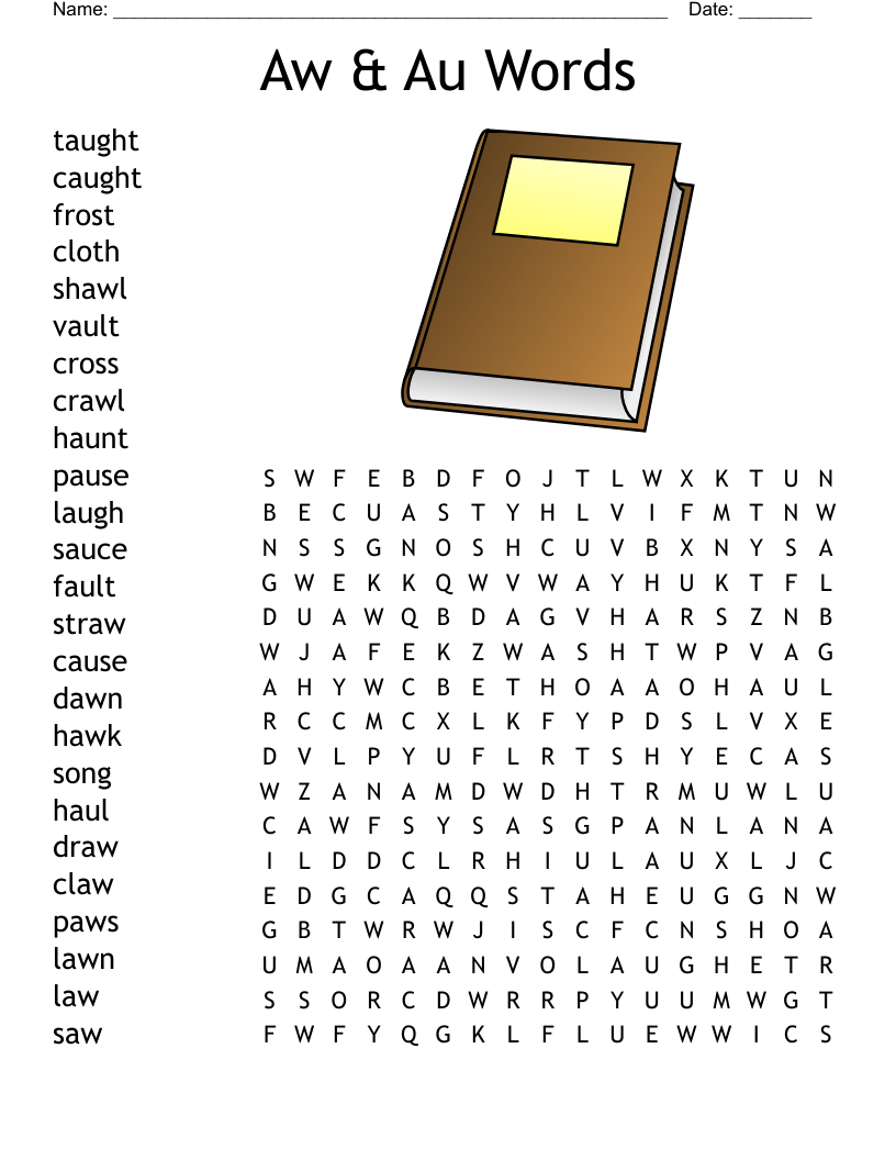 Aw & Au Words Word Search