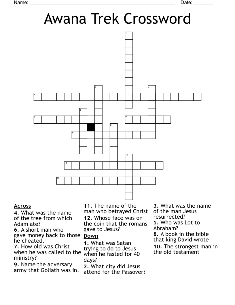 Awana Trek Crossword