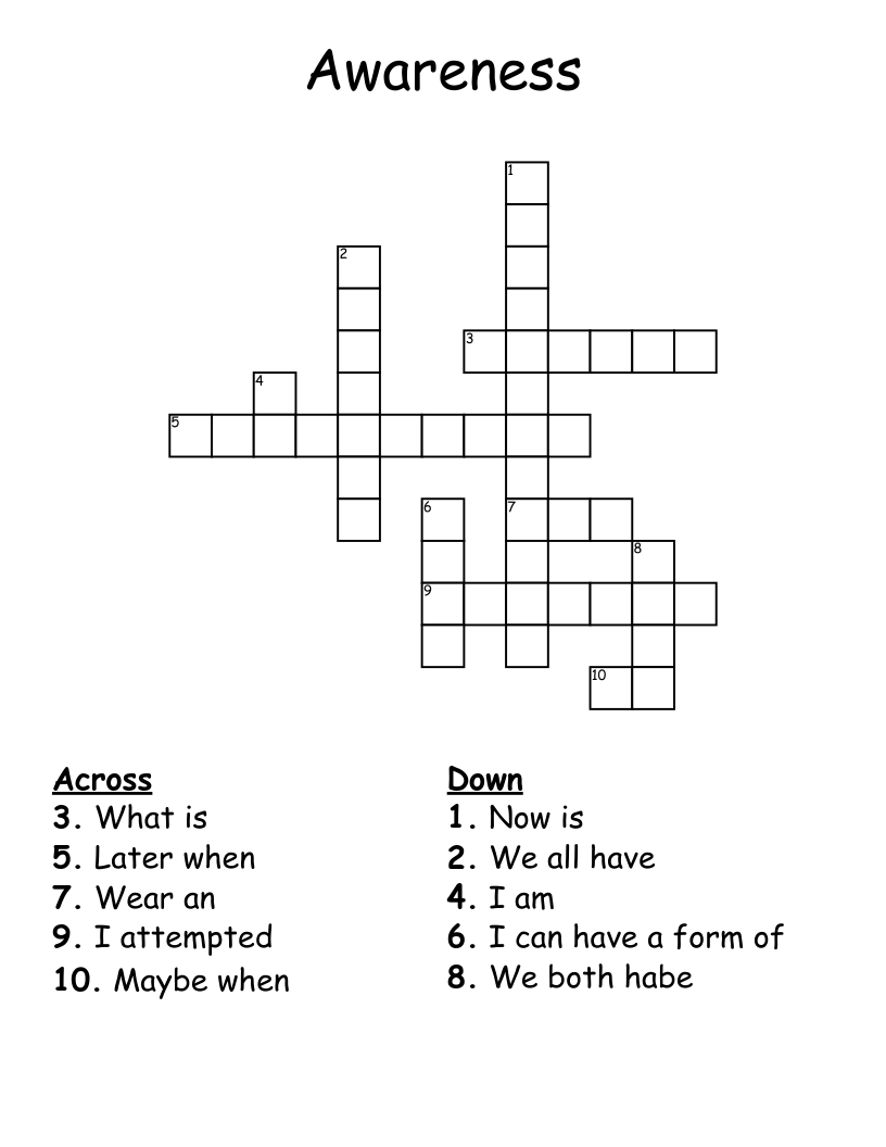 Awareness  Crossword