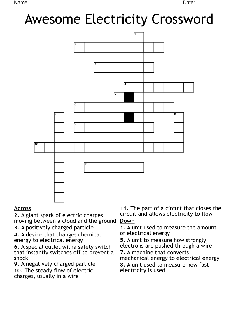 Awesome Electricity Crossword