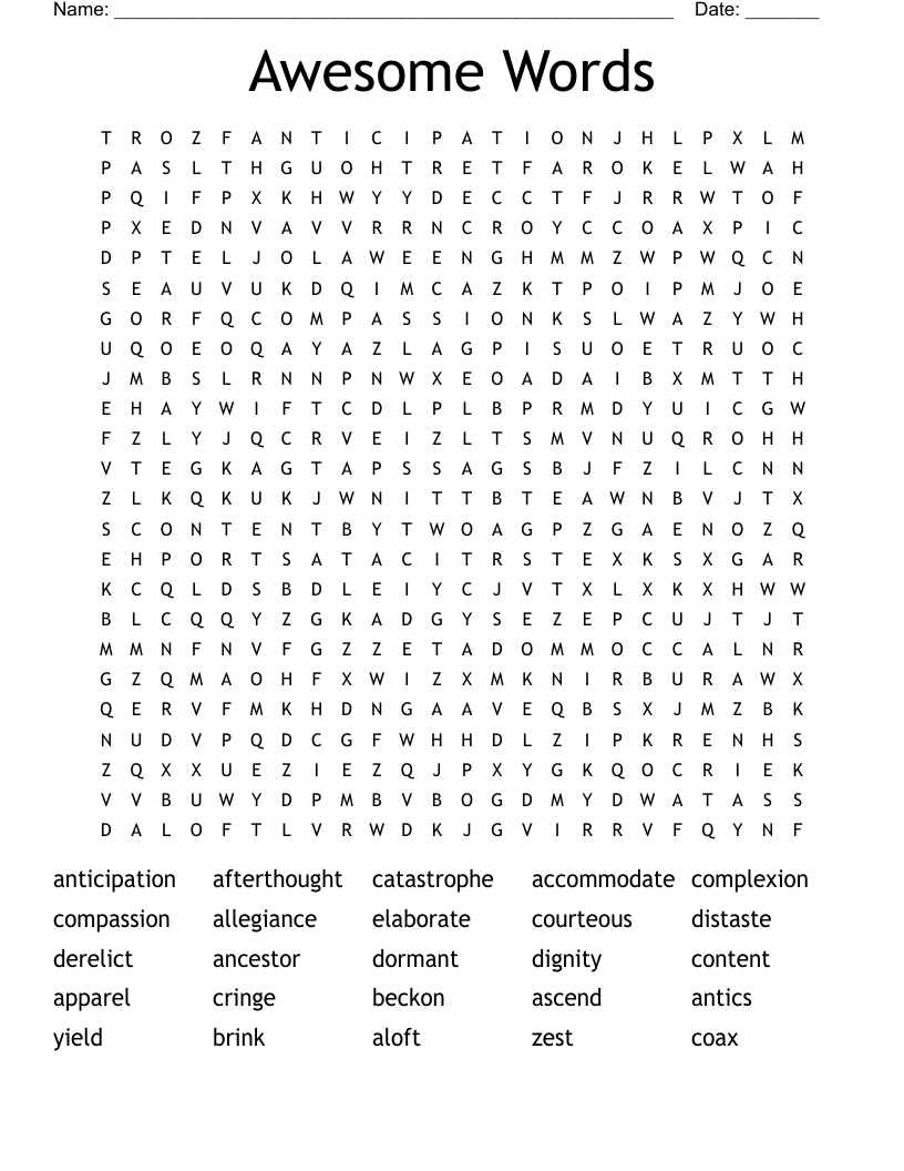 Awesome Words Word Search