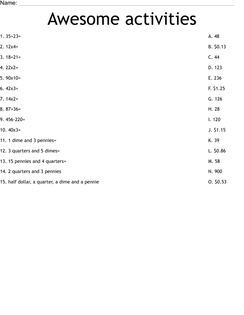 Awesome activities Worksheet