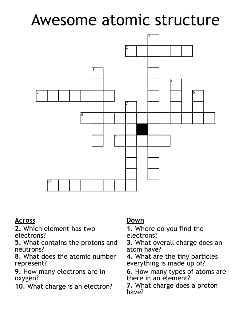 Awesome atomic structure Crossword