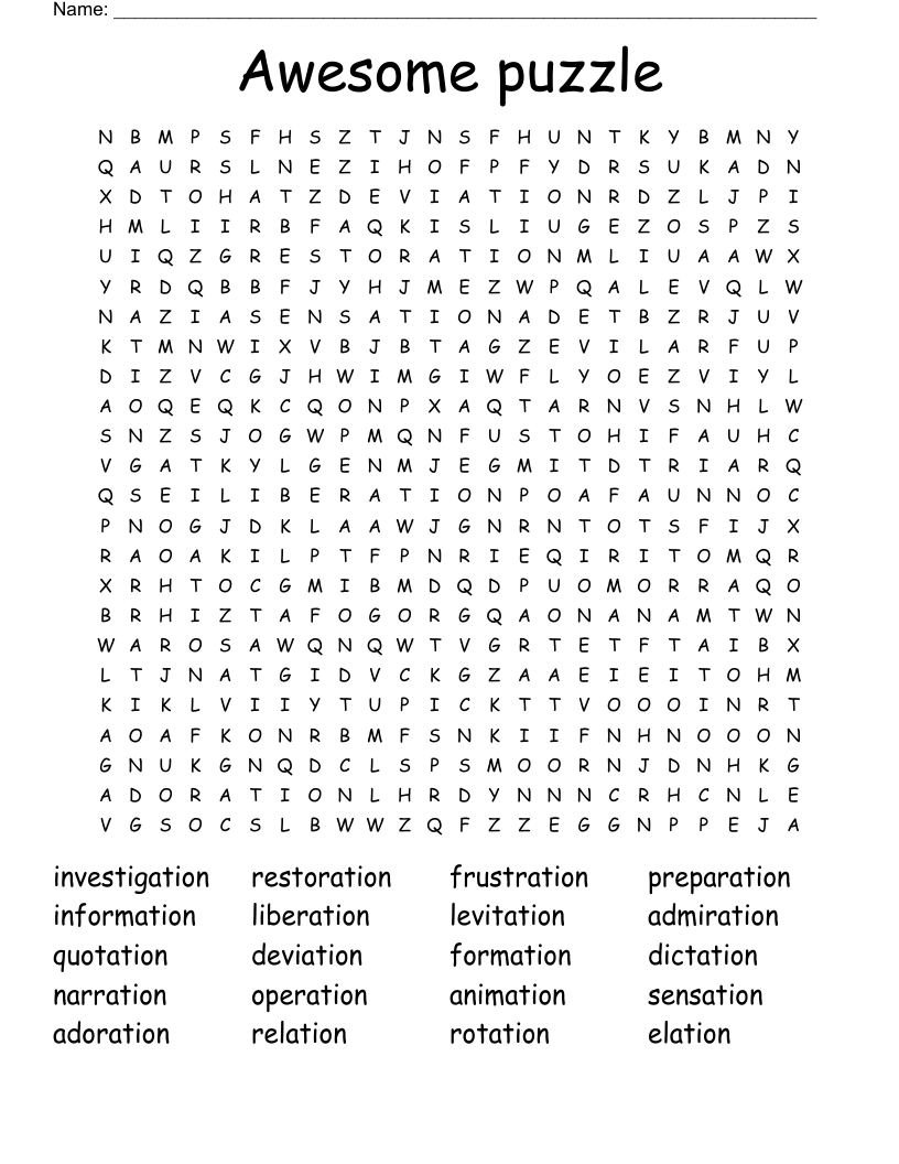 Awesome puzzle Word Search