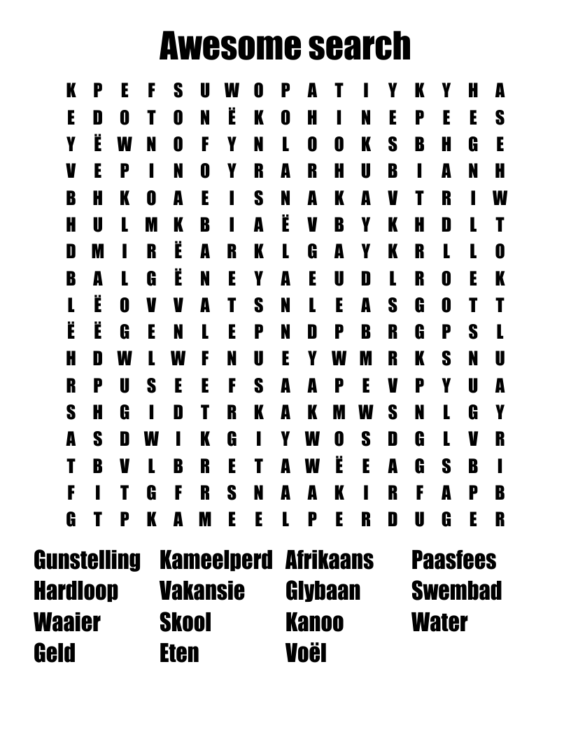 Awesome search Word Search