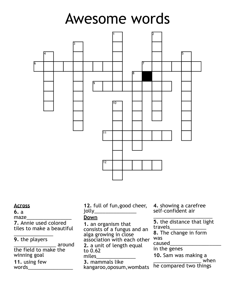 Awesome words Crossword