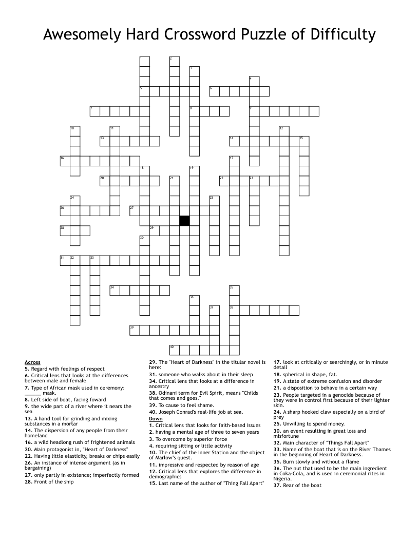 Awesomely Hard Crossword Puzzle of Difficulty