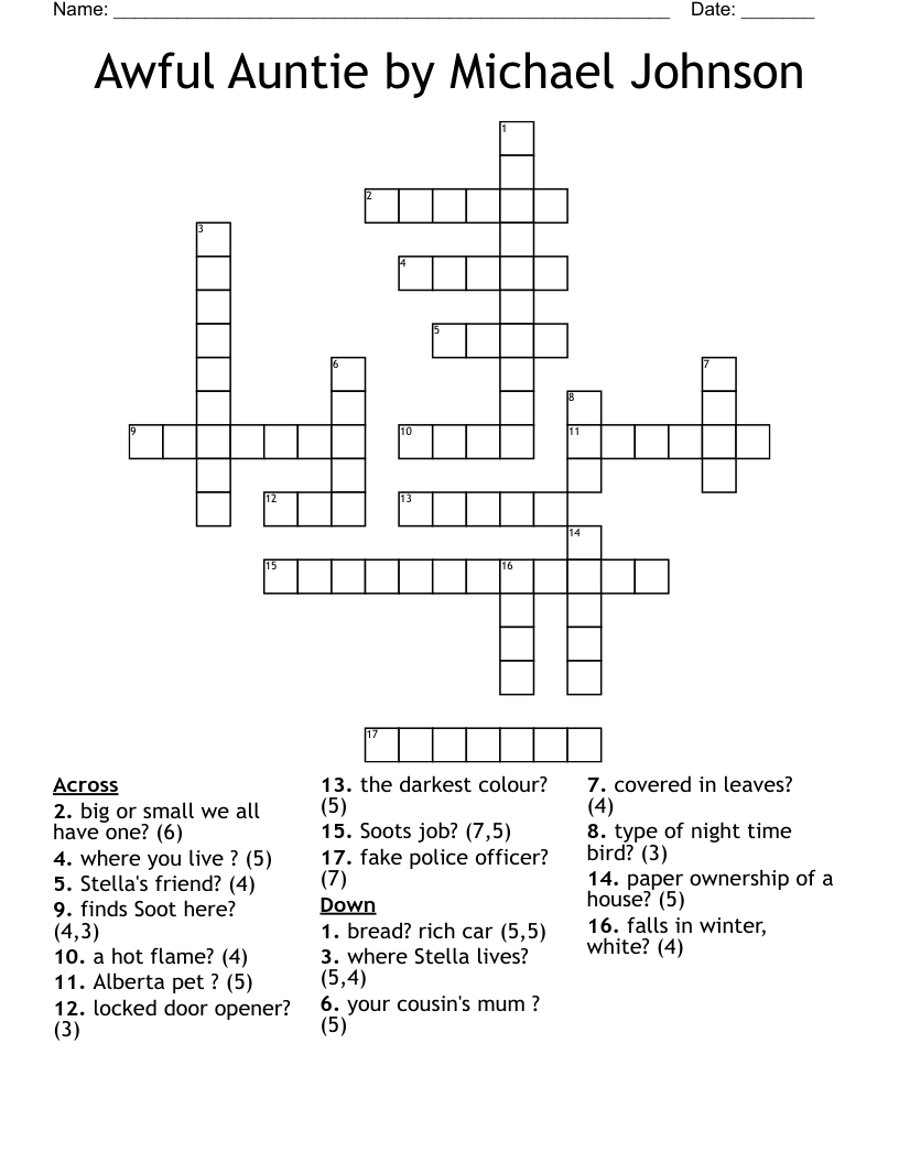 Awful Auntie by Michael Johnson Crossword
