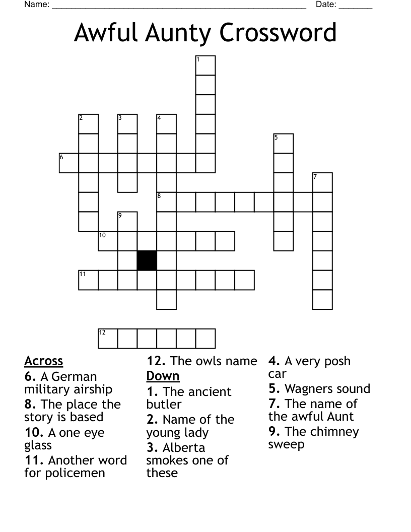 Awful Aunty Crossword 
