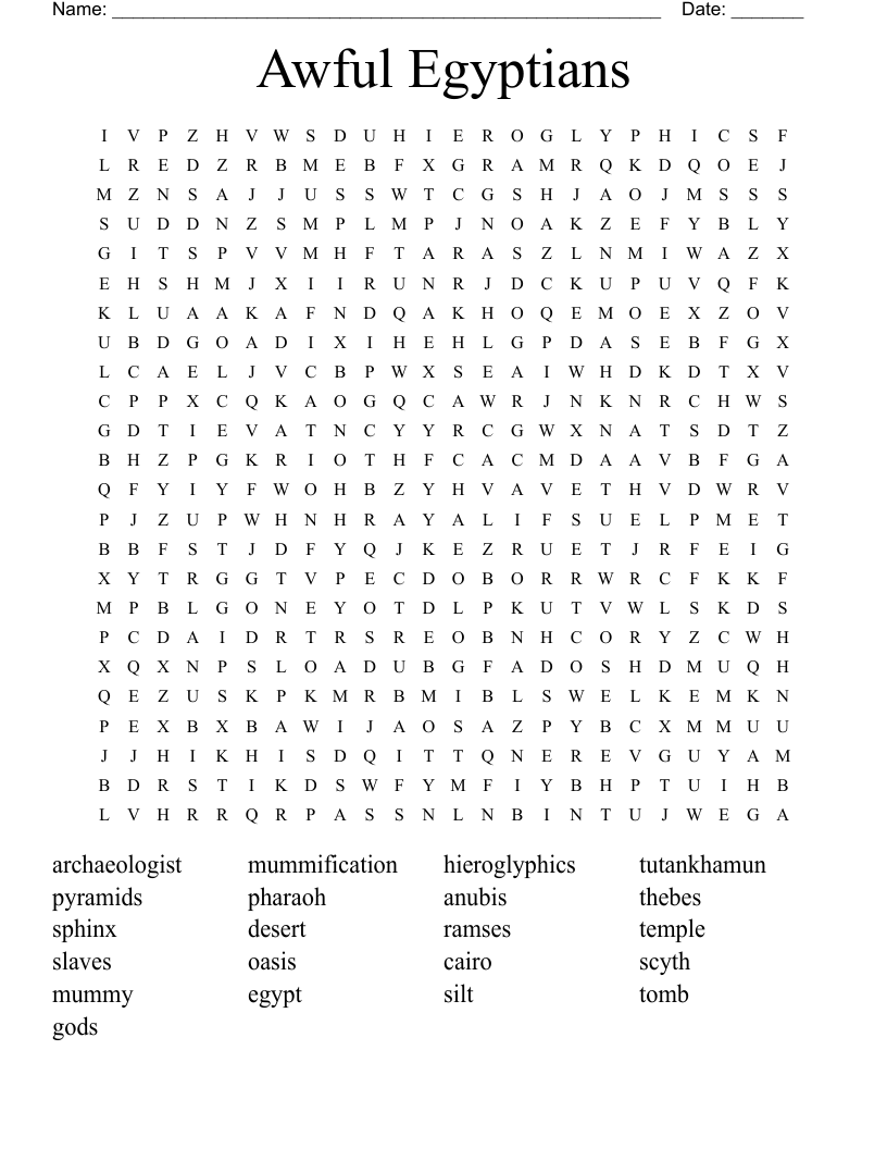 Awful Egyptians Word Search