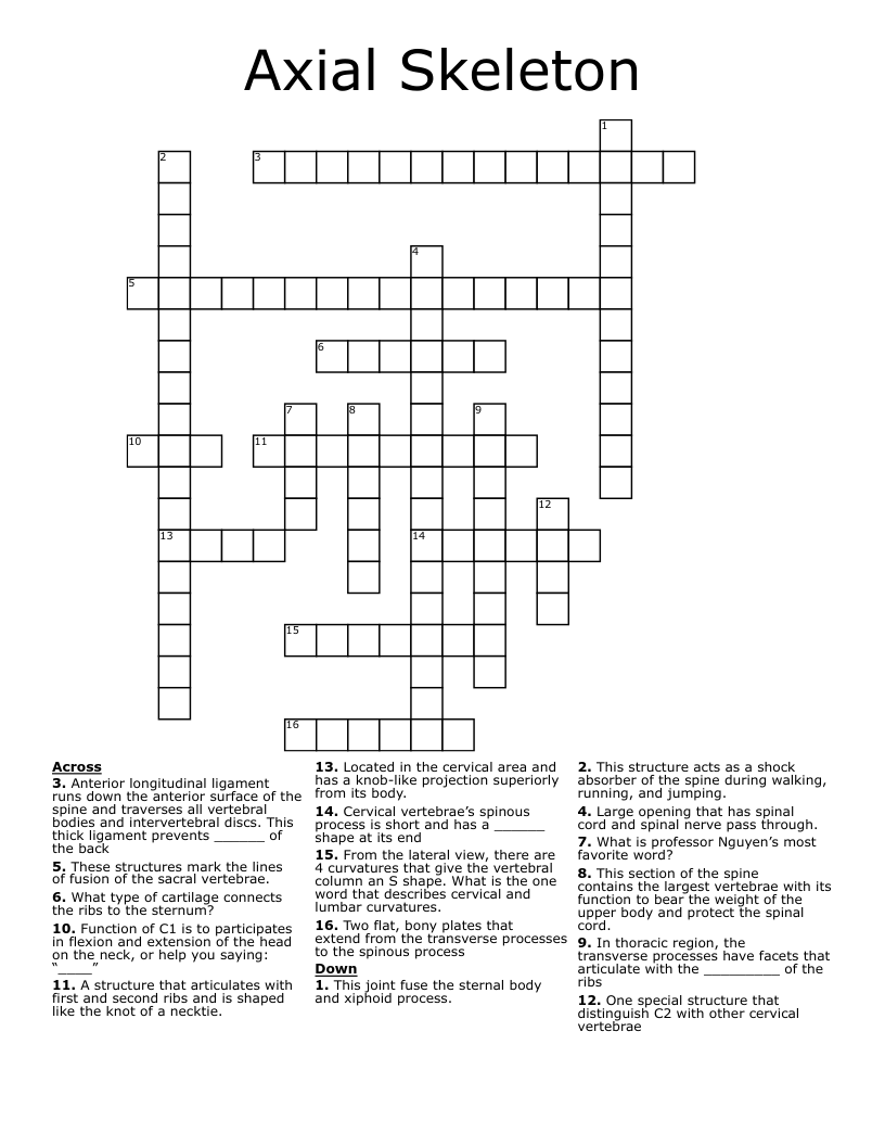 Axial Skeleton Crossword