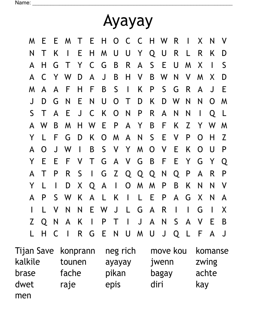 Ayayay Word Search