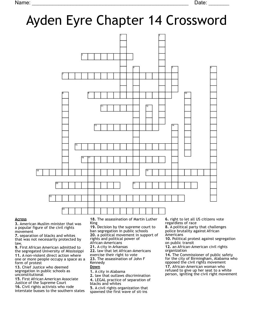Ayden Eyre Chapter 14 Crossword