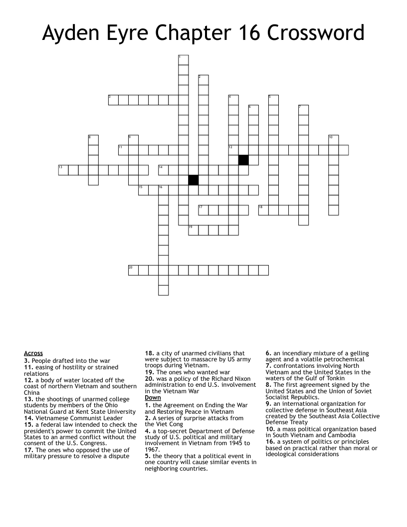 Ayden Eyre Chapter 16 Crossword