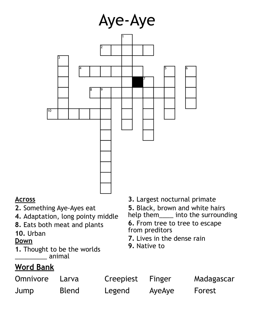 Aye-Aye Crossword