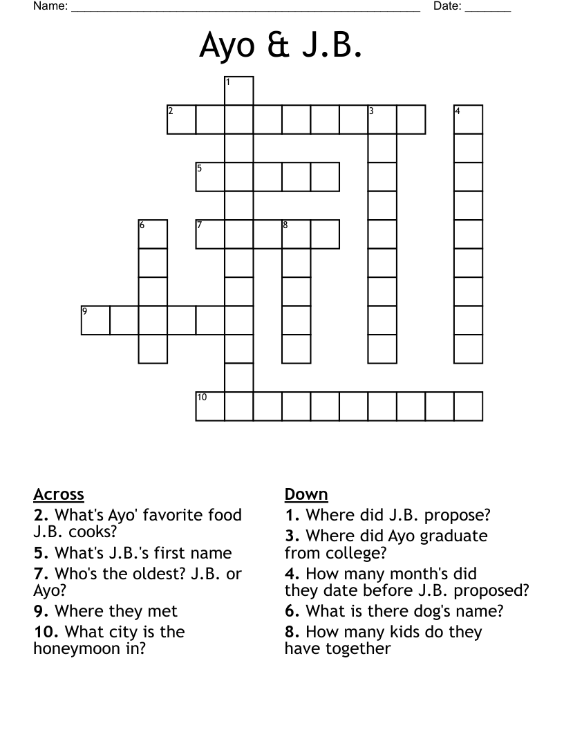 Ayo & J.B. Crossword