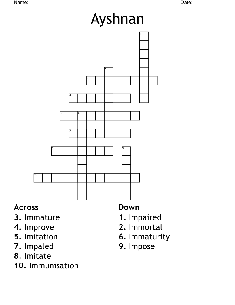Ayshnan Crossword