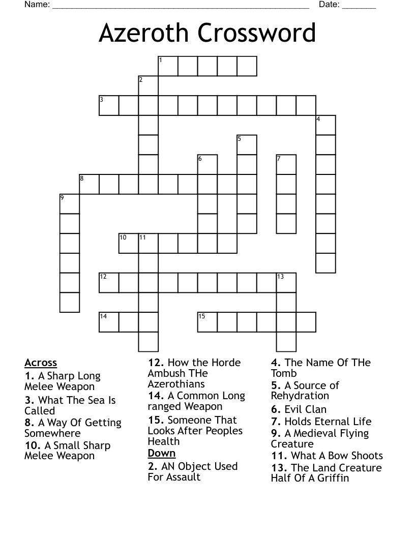 Azeroth Crossword