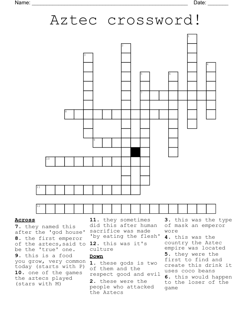 Aztec crossword!