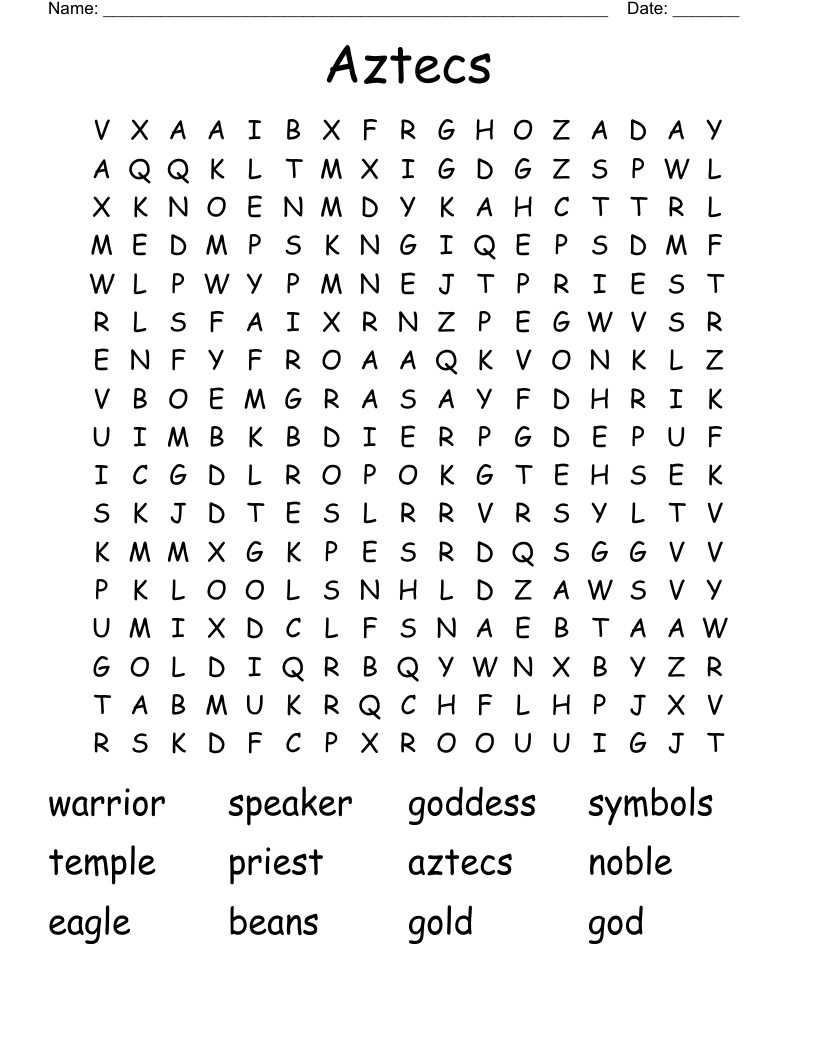 Aztecs Word Search