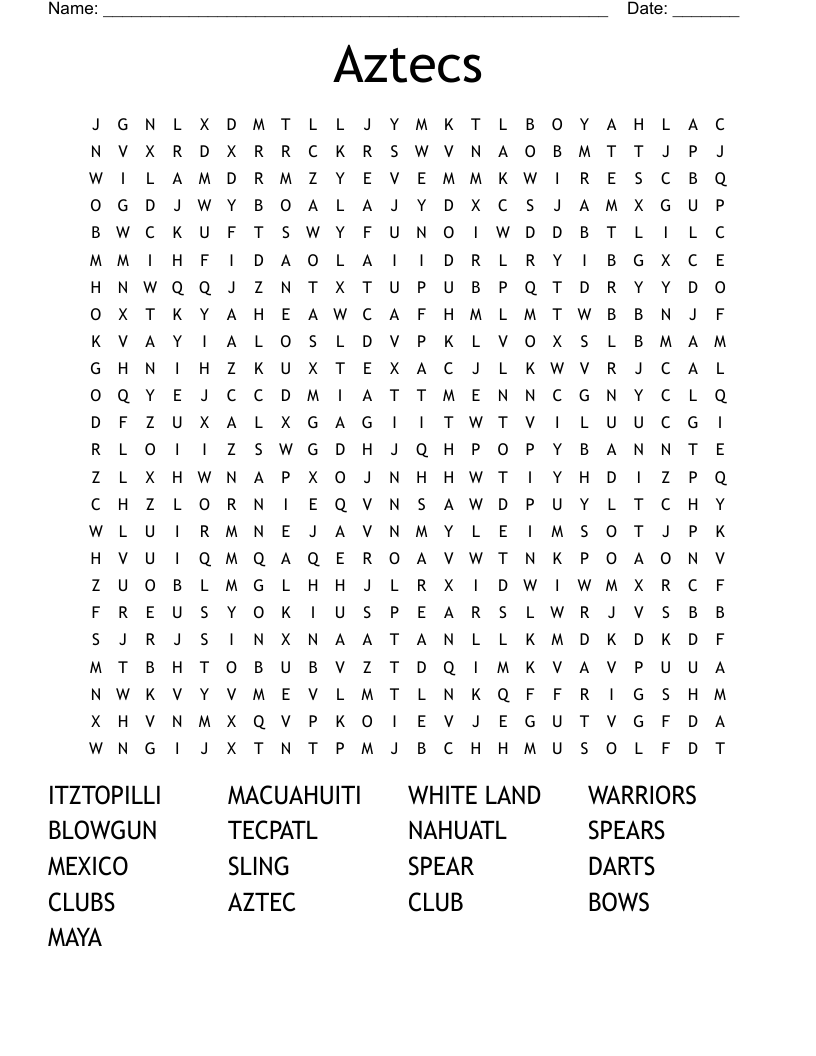 Aztecs Word Search